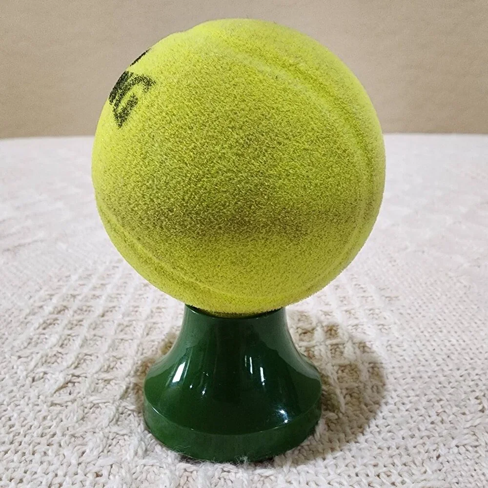 Vintage Avon MIXED DOUBLES SPALDING TENNIS BALL Fuzzy EMPTY Glass Bottle Decor - Picture 5 of 8